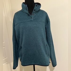 Eddie Bauer Knit Quarter Zip Women's Teal Sweater Pullover Size L